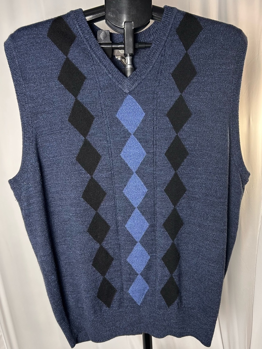 Dockers Navy and Black Argyle V-Neck Sweater Vest